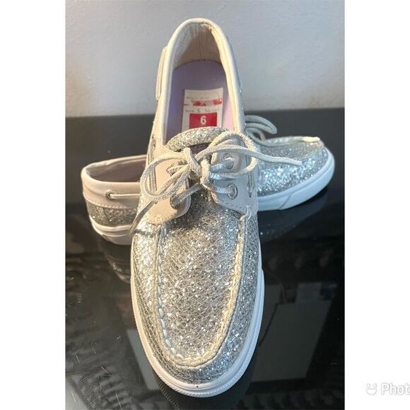 Sperry Top Sider Silver Sparkle Women’s Boat Shoes Size 6 - Picture 2 of 10